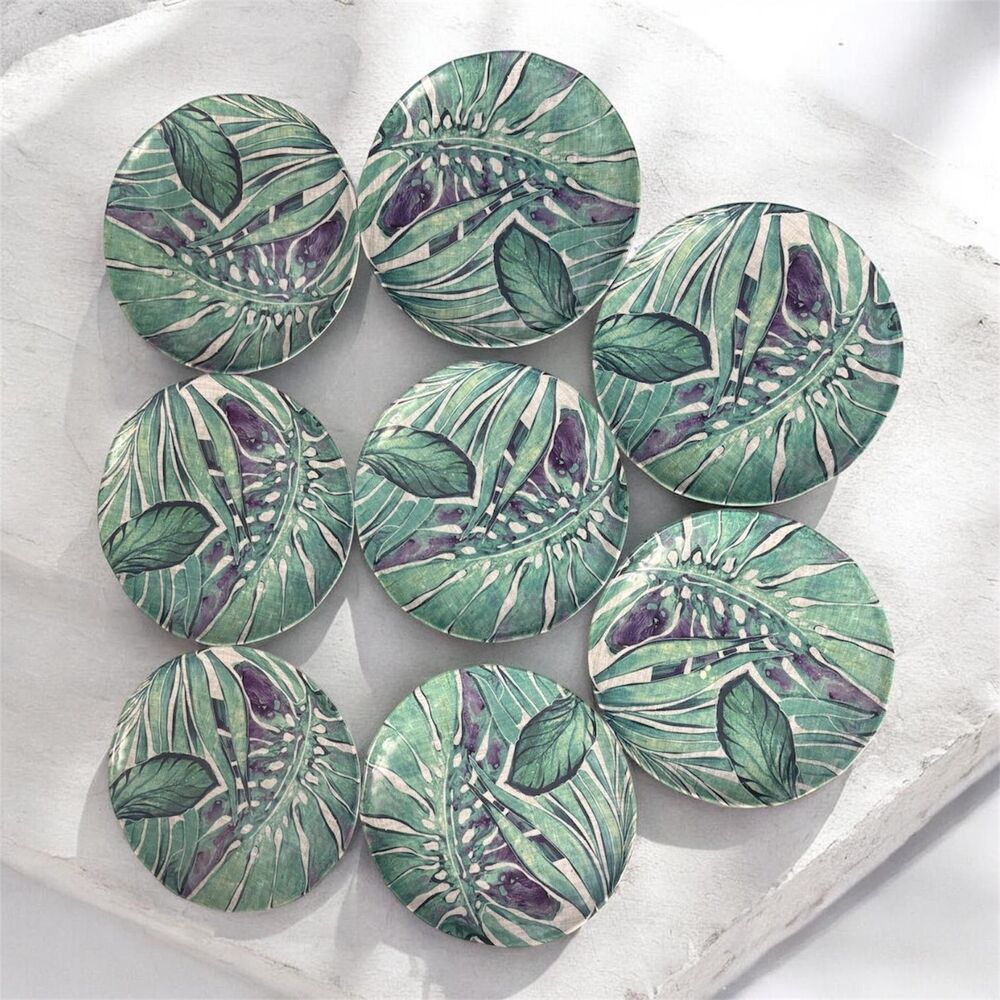 Tommy Bahama Melamine Plates Dinner Tropical Leafy Summer Pool